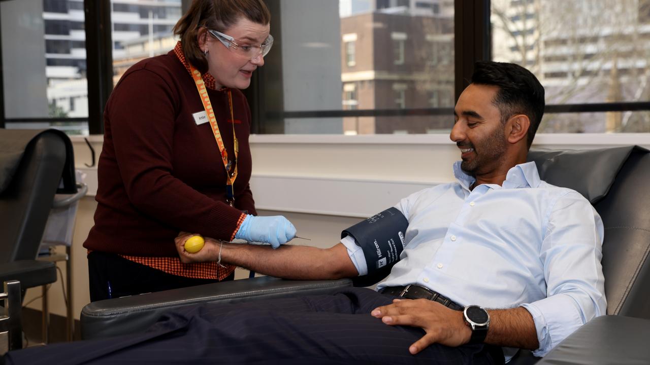 Nurse Amber Young with Krishan Lal at the Lifeblood