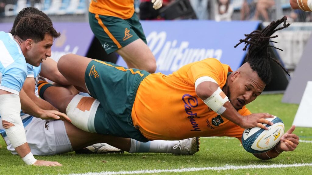 Brandon Paenga-Amosa opened the try-scoring for the Wallabies as they beat Argentina.
