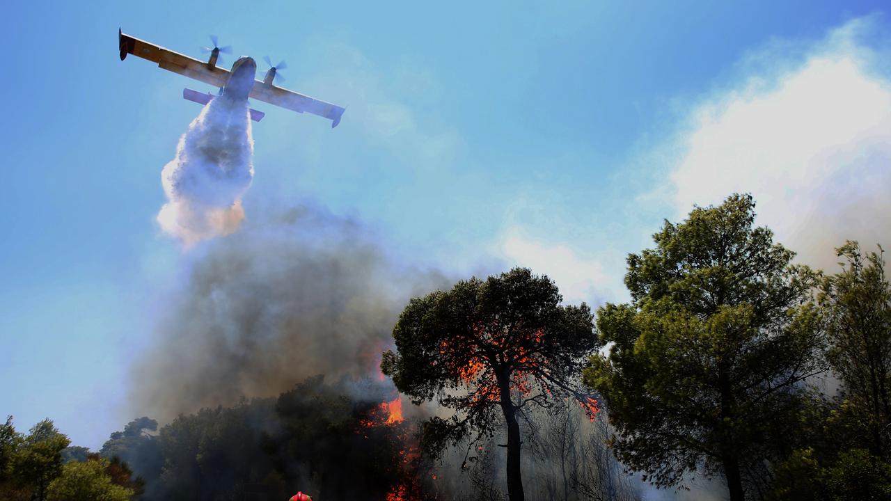 A firefighting airplane in action
