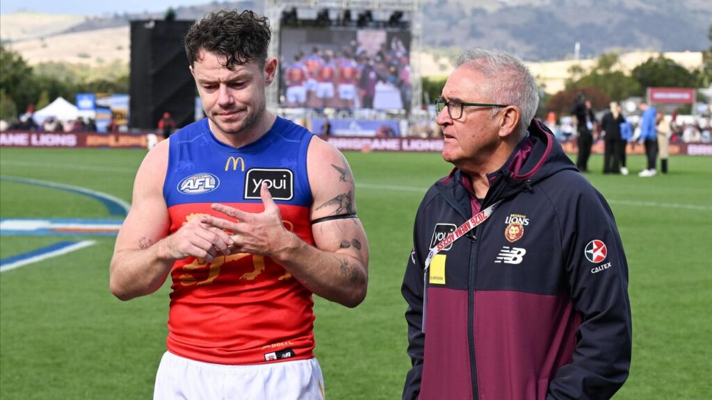 Brisbane star Lachie Neale (left) didn’t tell coach Chris Fagan of his Collingwood tour.
