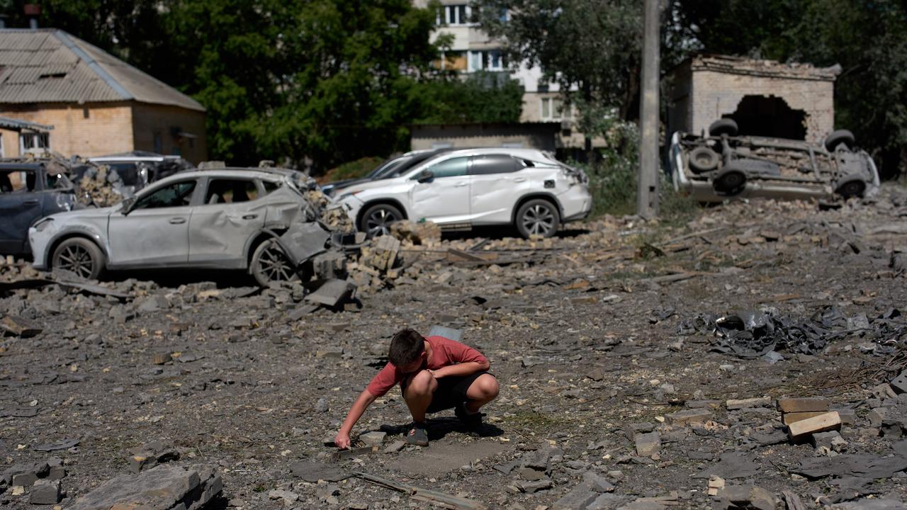 Debris in Kyiv after Russian attack
