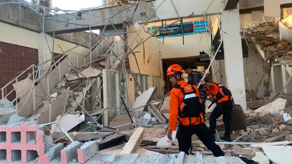 Rescuers are searching for victims after an earthquake in East Nusa Tenggara Province, Indonesia.
