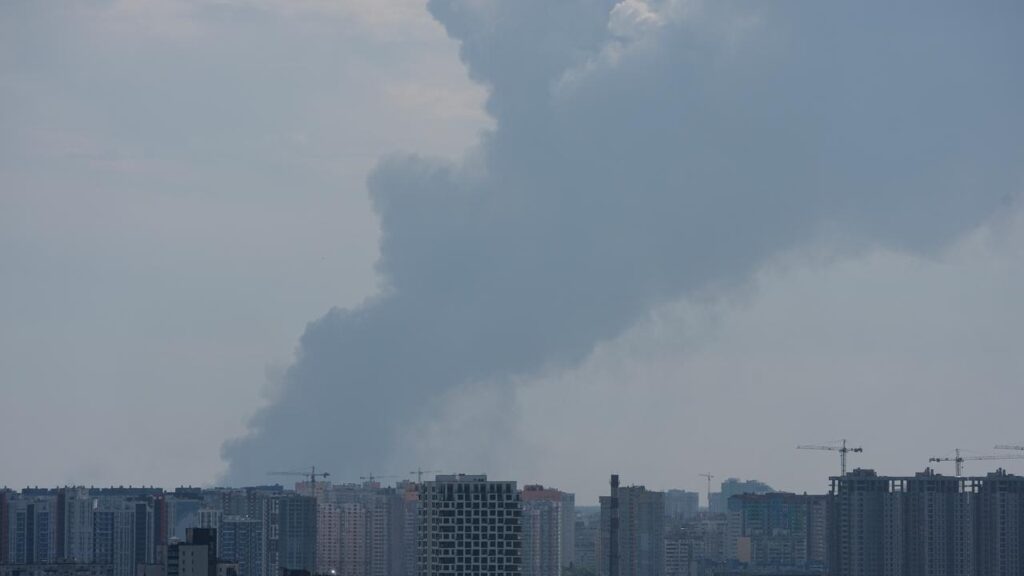 Russia’s Defence Ministry said forces carried out a “massive” strike on targets in Ukrainian cities.
