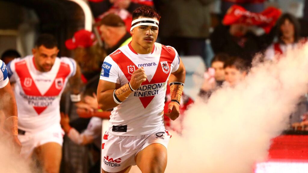 Jacob Halangahu has been one of several rising stars in St George Illawarra’s forward pack in 2026.
