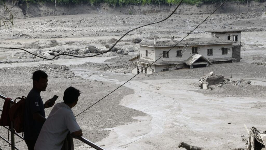A massive flash flood swept through Nepal and Tibel’s border region.
