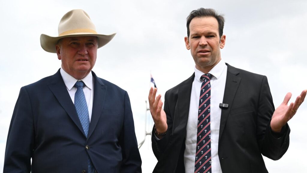 Barnaby Joyce and Matt Canavan attended an anti-abortion rally outside Parliament House in Canberra.
