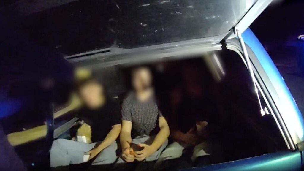 Three unrestrained passengers were in a ute’s tray when police pulled over the vehicle.
