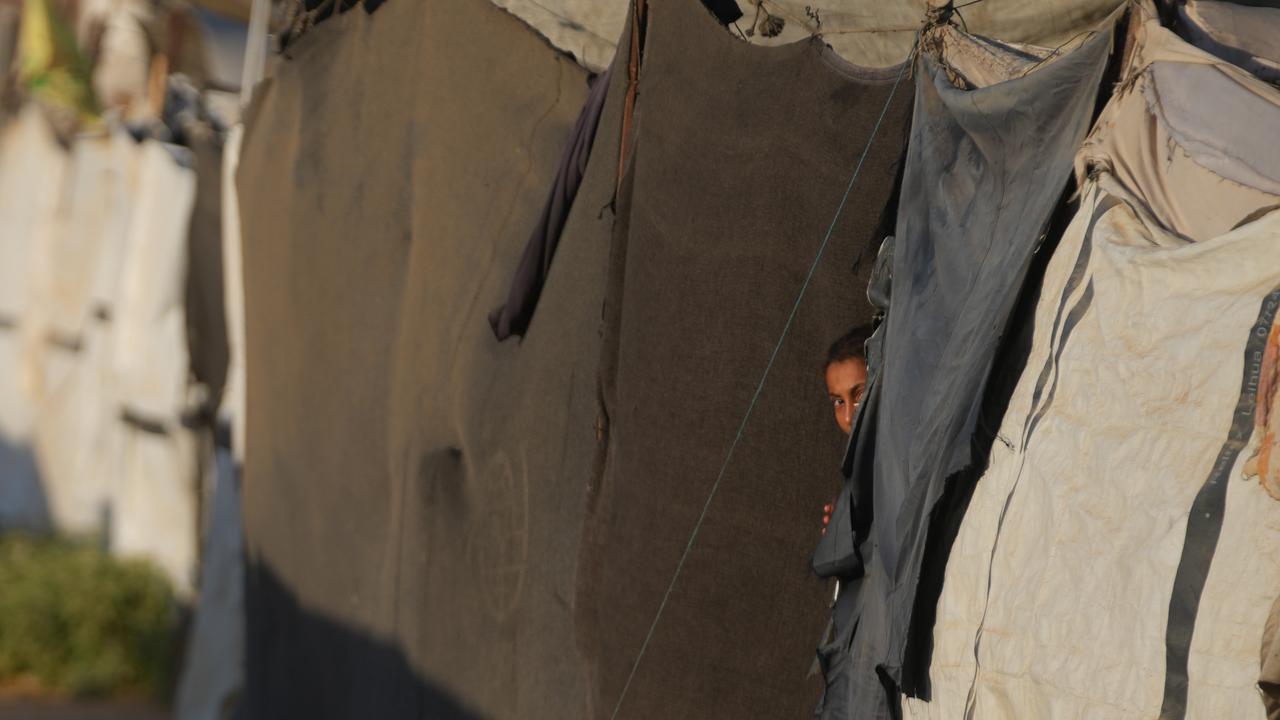 Displaced Palestinians tent camp in Nuseirat