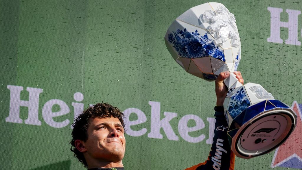 Lando Norris celebrates his second Grand Prix win in succession after triumphing in Zandvoort.
