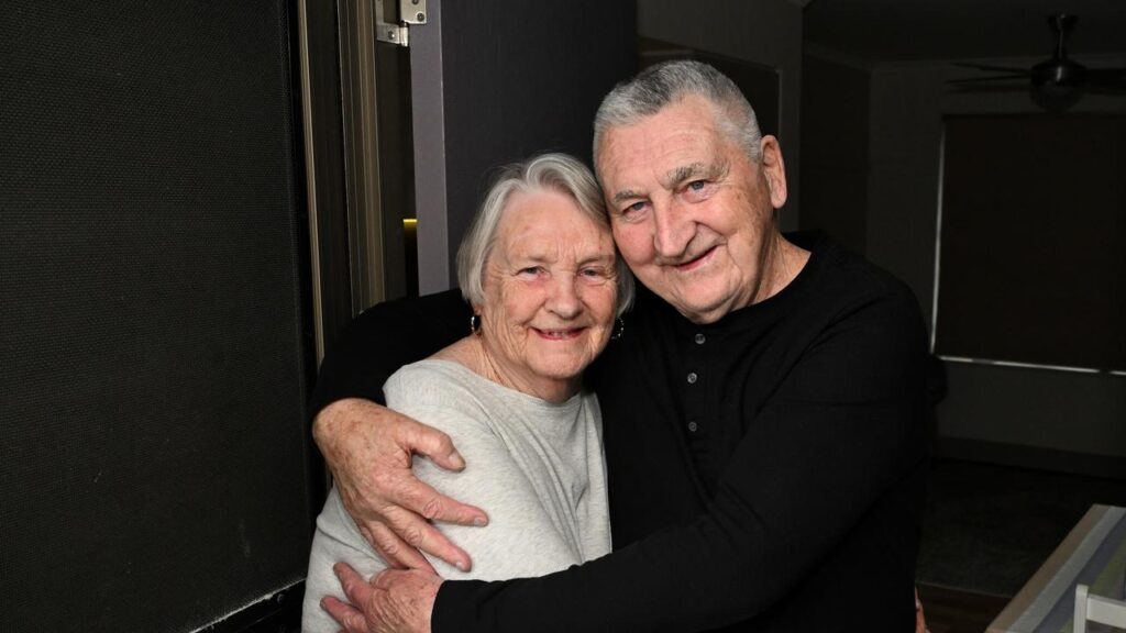 Former cop Jim Hermiston, pictured with wife Maureen, put his life on the line to save others.
