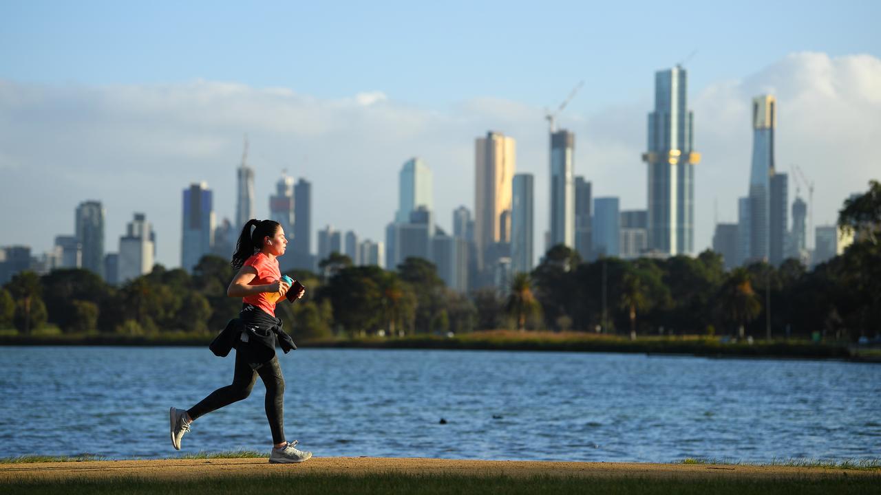 A woman jogging