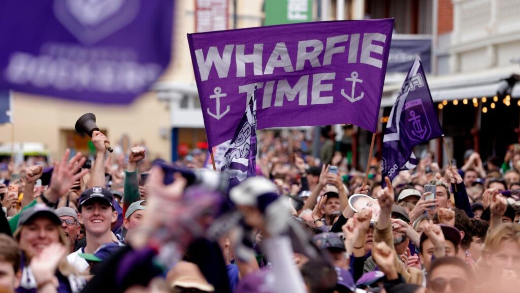 Dockers fans held up Wharfie Time banners in Fremantle, but their time will have to wait.
