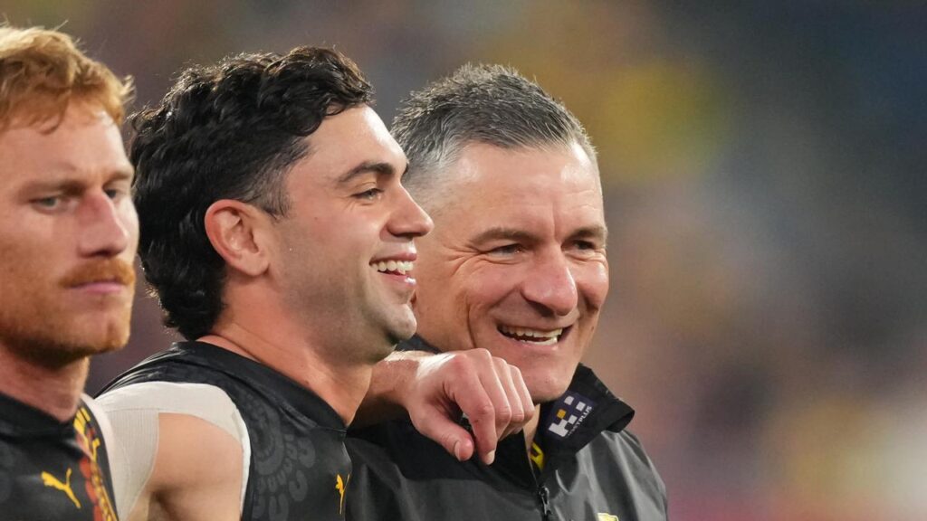 Richmond coach Adem Yze (right) is smiling after landing Melbourne fitness manager Selwyn Griffith.

