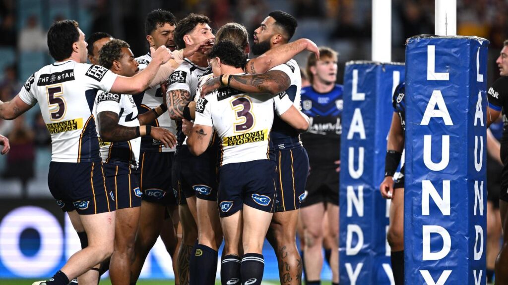 A fifth-minute try from Payne Haas set the tone for the Broncos’ stunning win over the Bulldogs.
