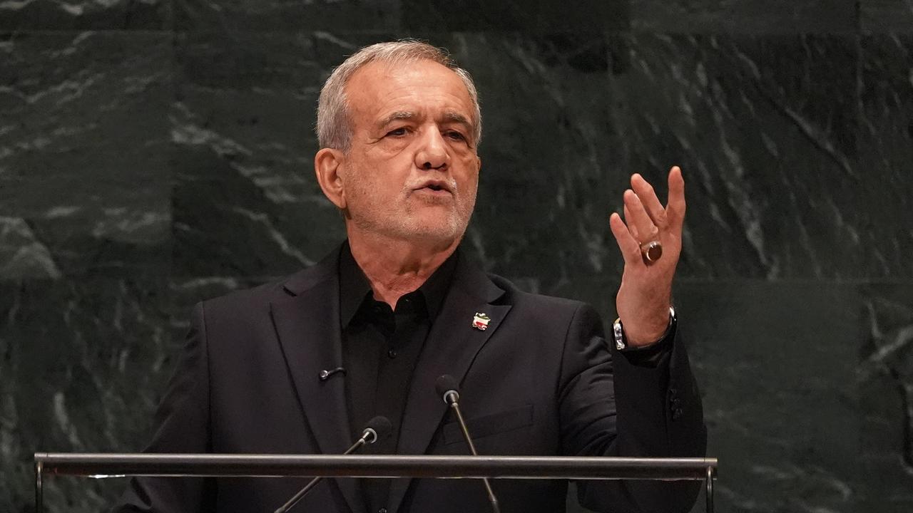 Iranian President Masoud Pezeshkian addresses the UN General Assembly