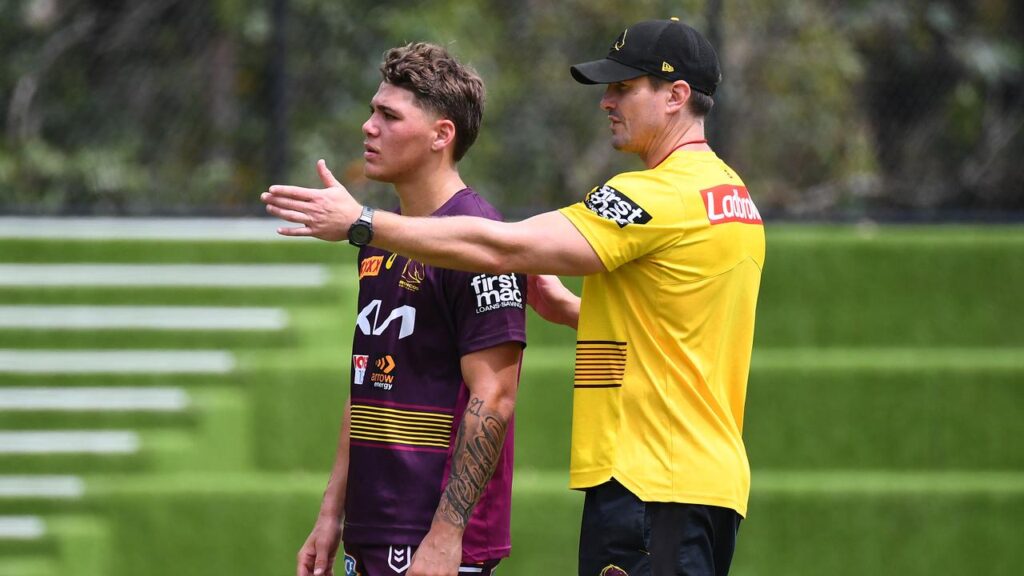 Brisbane assistant Matt Ballin (right) will be tasked with fixing the club’s leaky defence for 2027.
