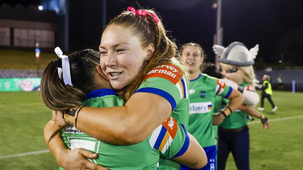 All smiles in the Canberra camp after getting through week one of the AFLW finals.
