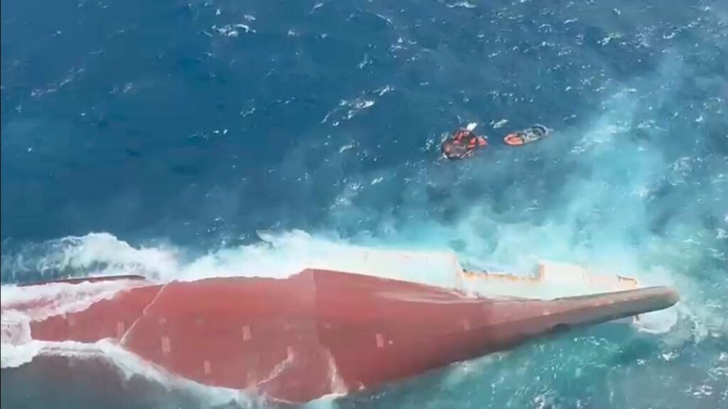 Indonesian authorities say 108 people were rescued from a ferry that flipped over.
