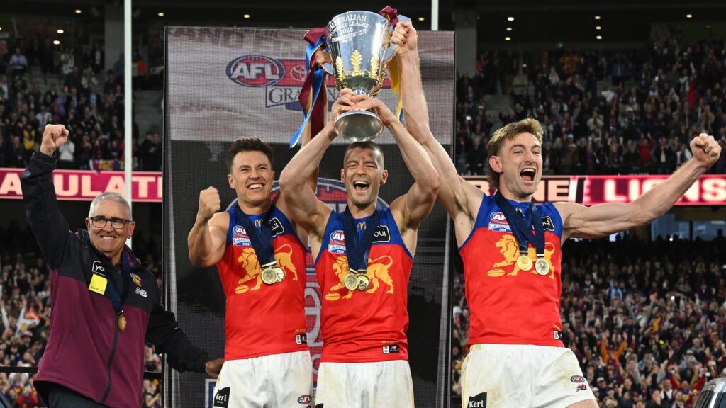 Chris Fagan and co-captains Hugh McCluggage, Josh Dunkley and Harris Andrews are premiers again.
