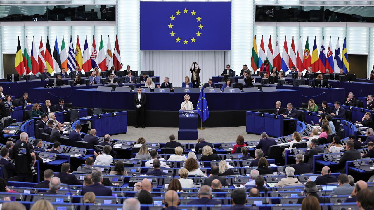 Ursula von der Leyen speaks in European Parliament in Strasbourg