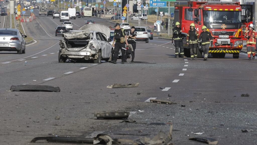 Kyiv officials say Russian strikes on the Ukrainian capital have wounded at least six people.
