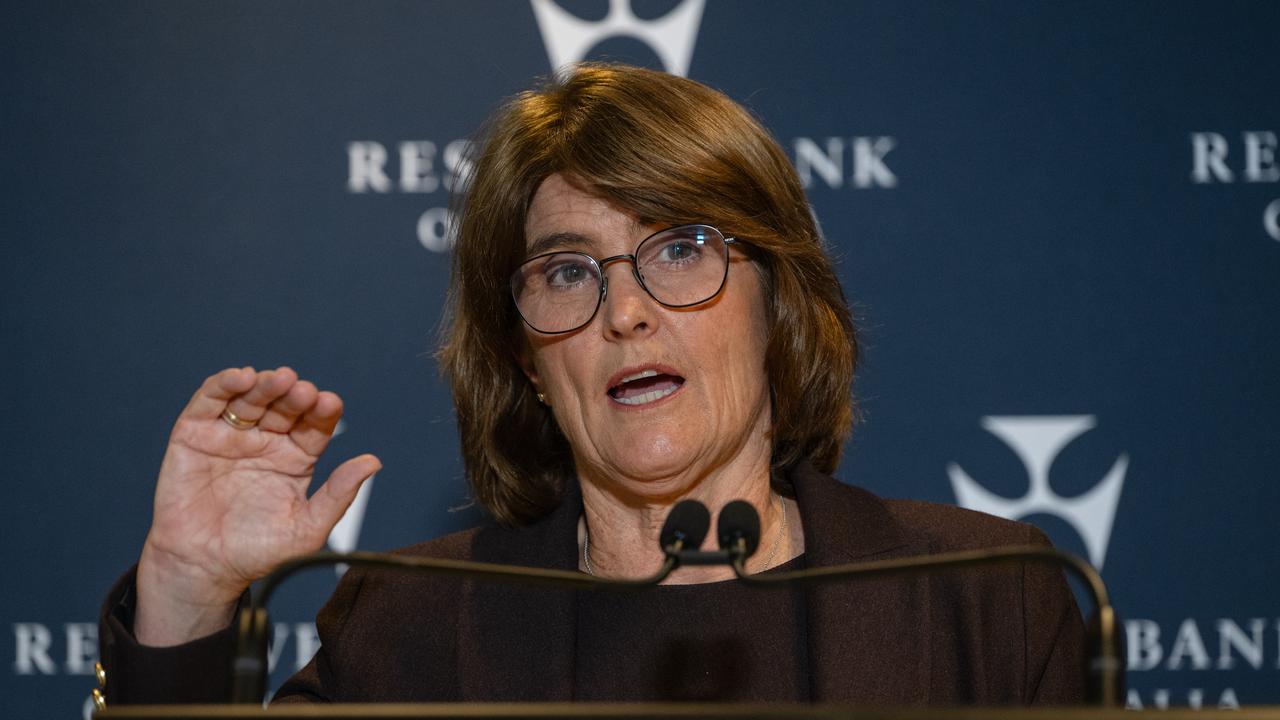 Reserve Bank Ggovernor Michele Bullock speaks to the media in Sydney