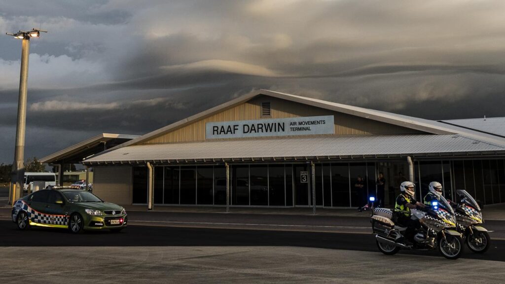 RAAF Base Darwin was placed in lockdown after an intruder stole a security vehicle.
