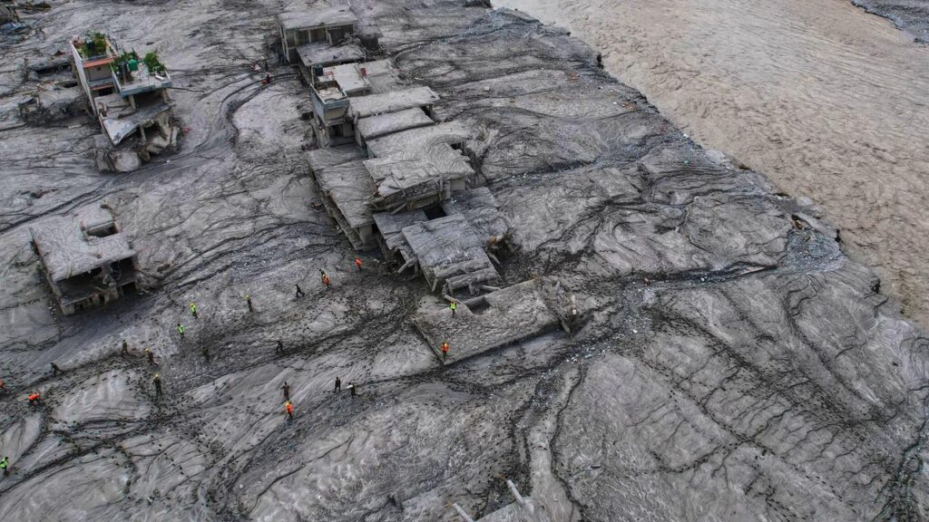 A torrent of water swept buildings, bridges and earth downstream in parts of China and Nepal.
