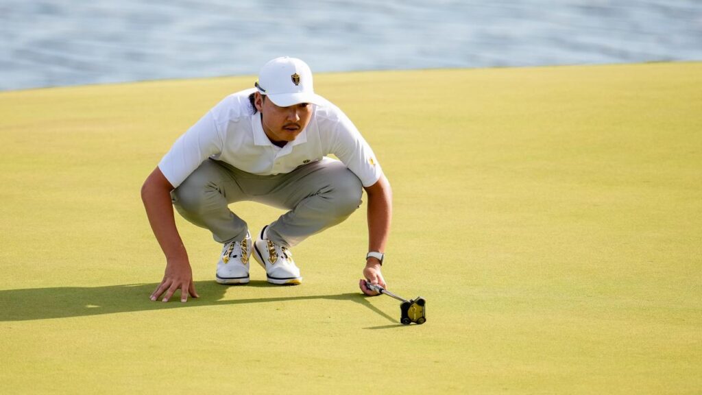 Missed putts proved costly for Australia’s Min Woo Lee against American Jacob Bridgeman.
