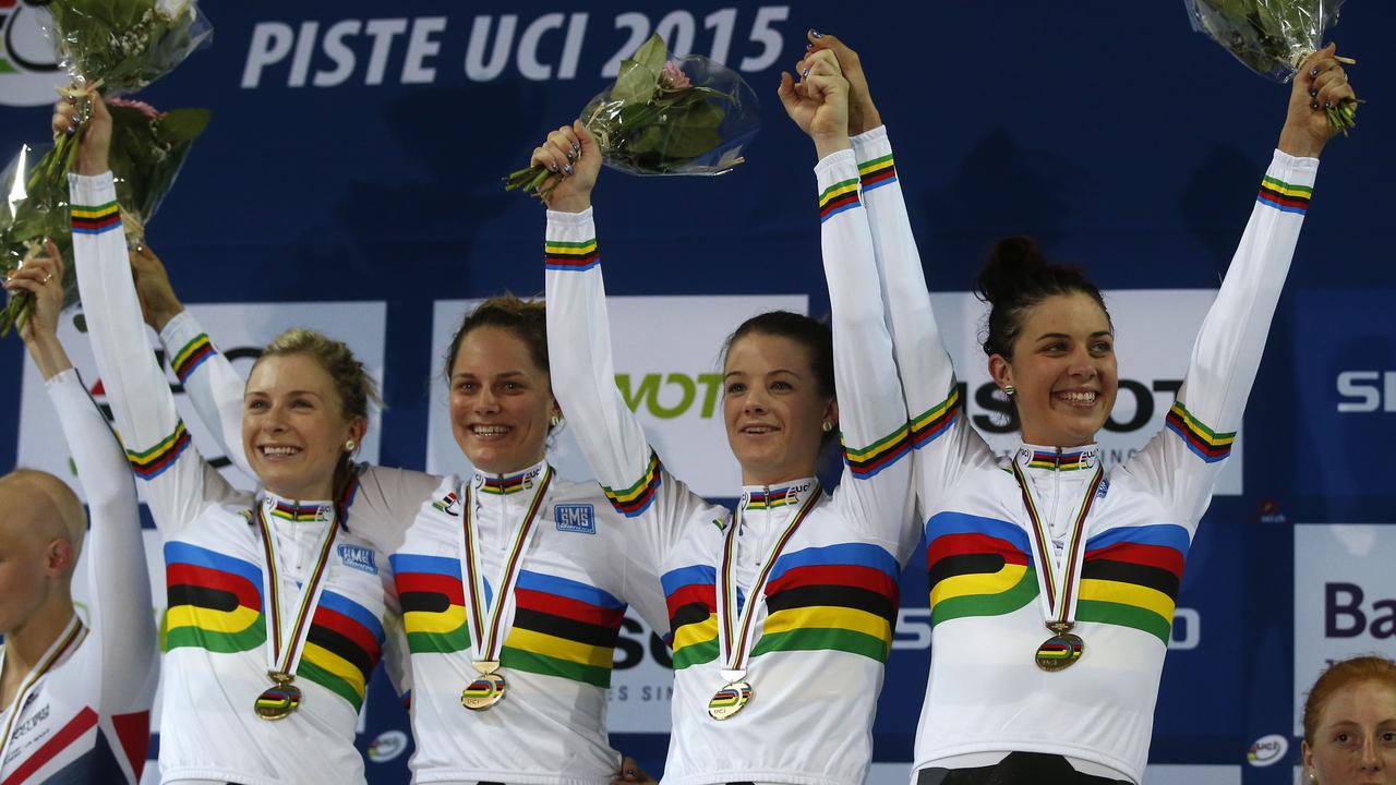 Melissa Hoskins on world champs podium