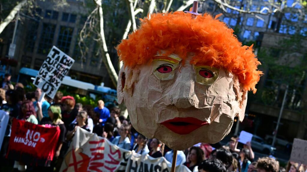 Students across the country have taken to the streets to protest against Pauline Hanson.
