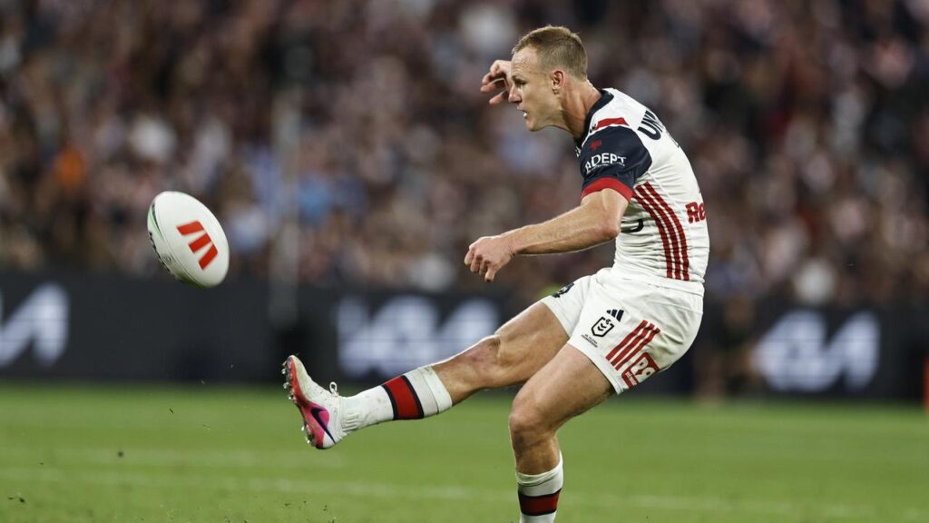 Daly Cherry-Evans misses this field goal attempt against Penrith in their qualifying final.
