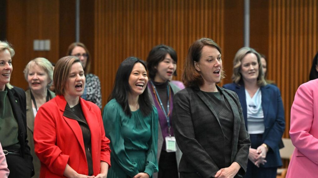 Parliamentarians let it rip during a Parliamentary Pub Choir experience in Canberra.
