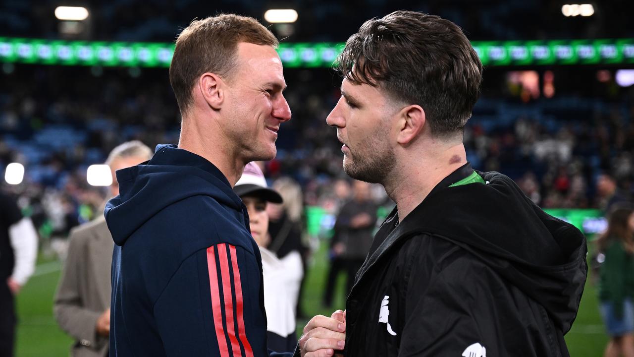 Daly Cherry-Evans shares a tender moment with Jai Arrow