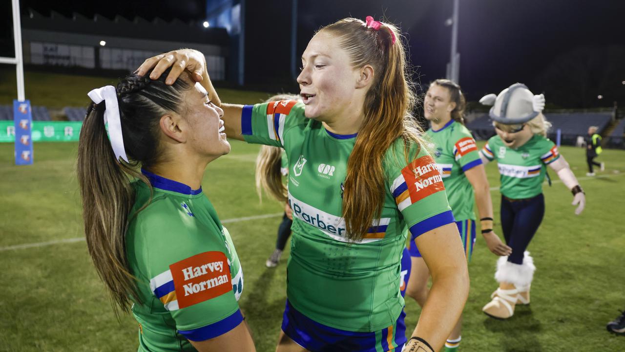 Celebrating Canberra players.