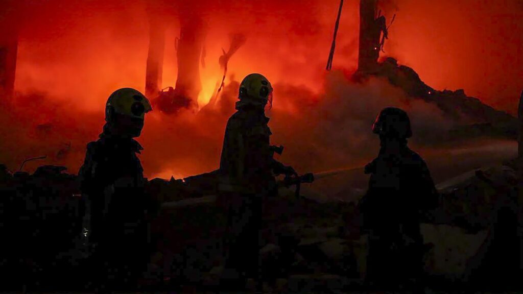 The overnight attack on Kyiv damaged over 50 civilian sites and killed eight people, officials say.
