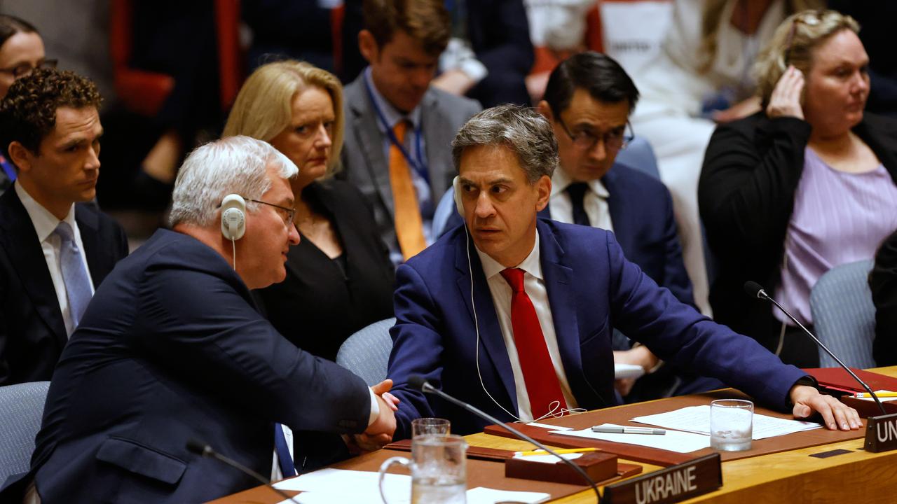 Andrii Sybiha and Ed Miliband