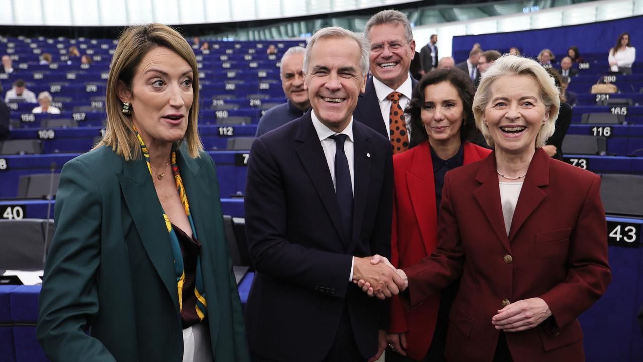 Roberta Metsola, Mark Carney and Ursula von der Leyen