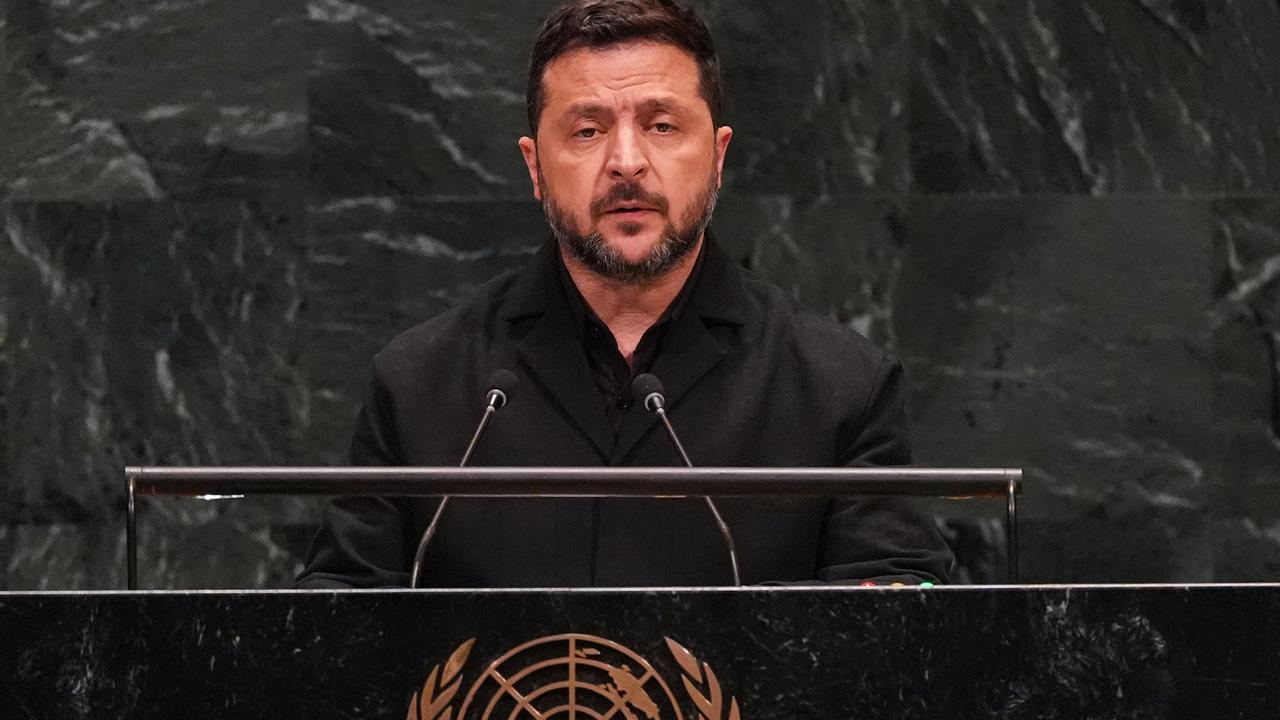 President Volodymyr Zelenskiy speaks to the UN General Assembly
