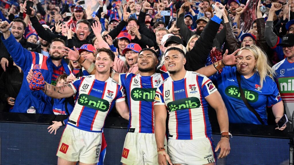 The Newcastle fans enjoying a wonderful night with their victorious Knights at Accor Stadium.
