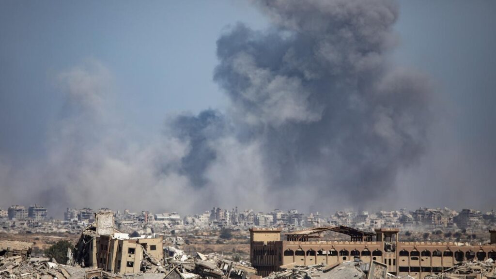 A woman was killed and her husband ‌and others were wounded in one Israeli strike in Gaza City.
