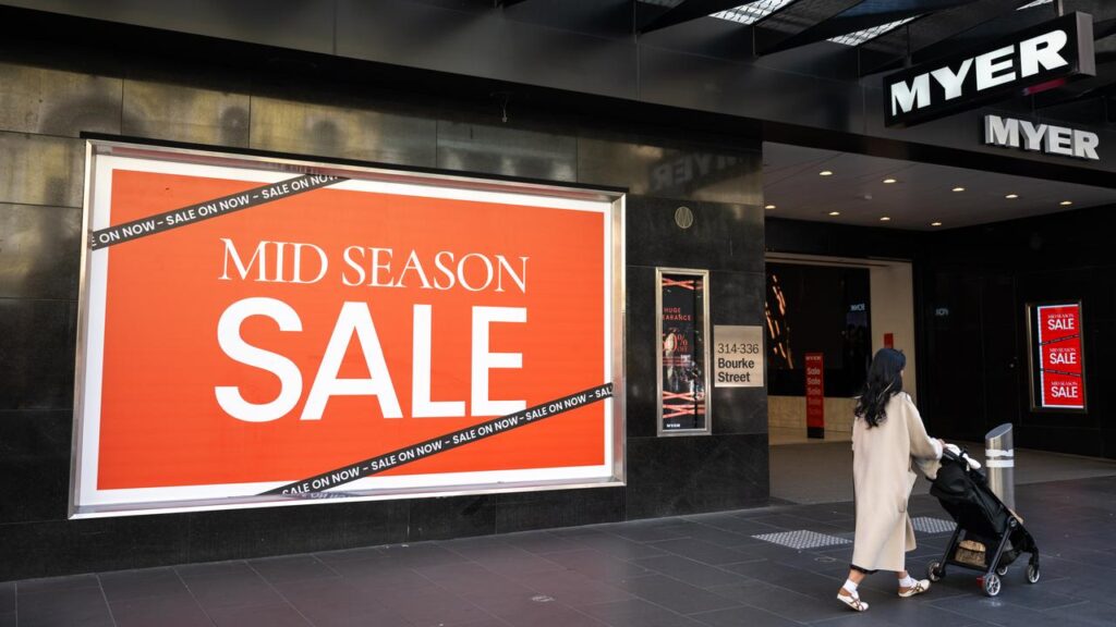 Myer has posted a big loss for 2026, blaming cost of living pressures for poor sales.
