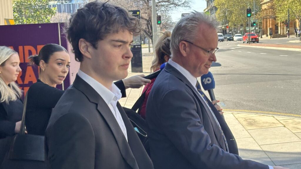 William Yeates (centre) pleaded guilty in Australia’s first deepfake pornography prosecution.
