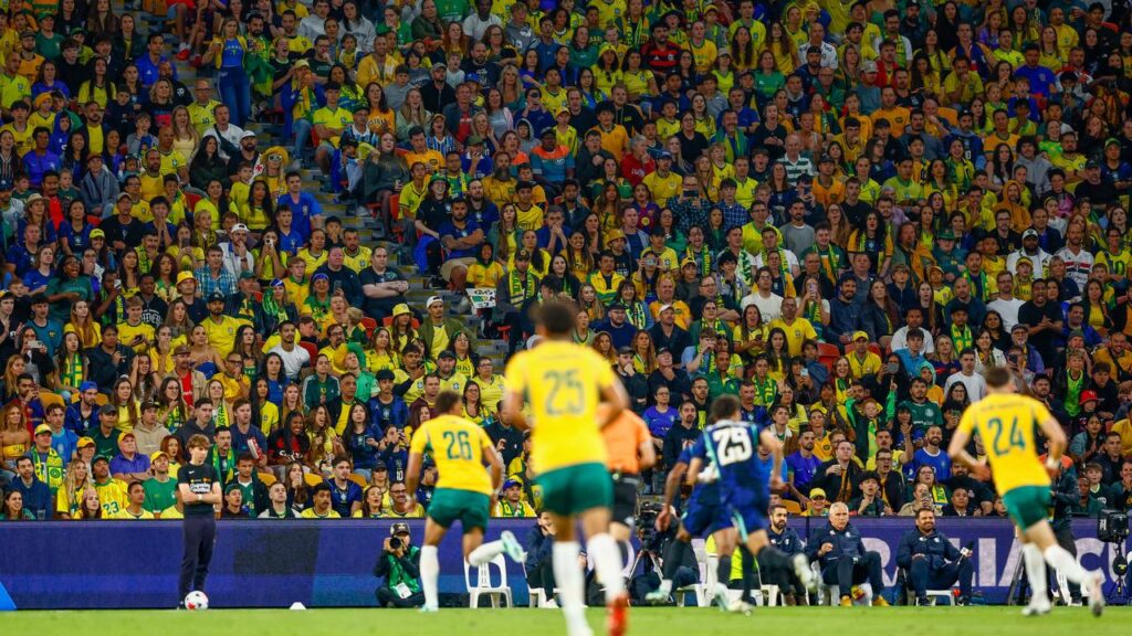 Australia and Brazil drew a 50,000-plus crowd to Suncorp Stadium in Brisbane.

