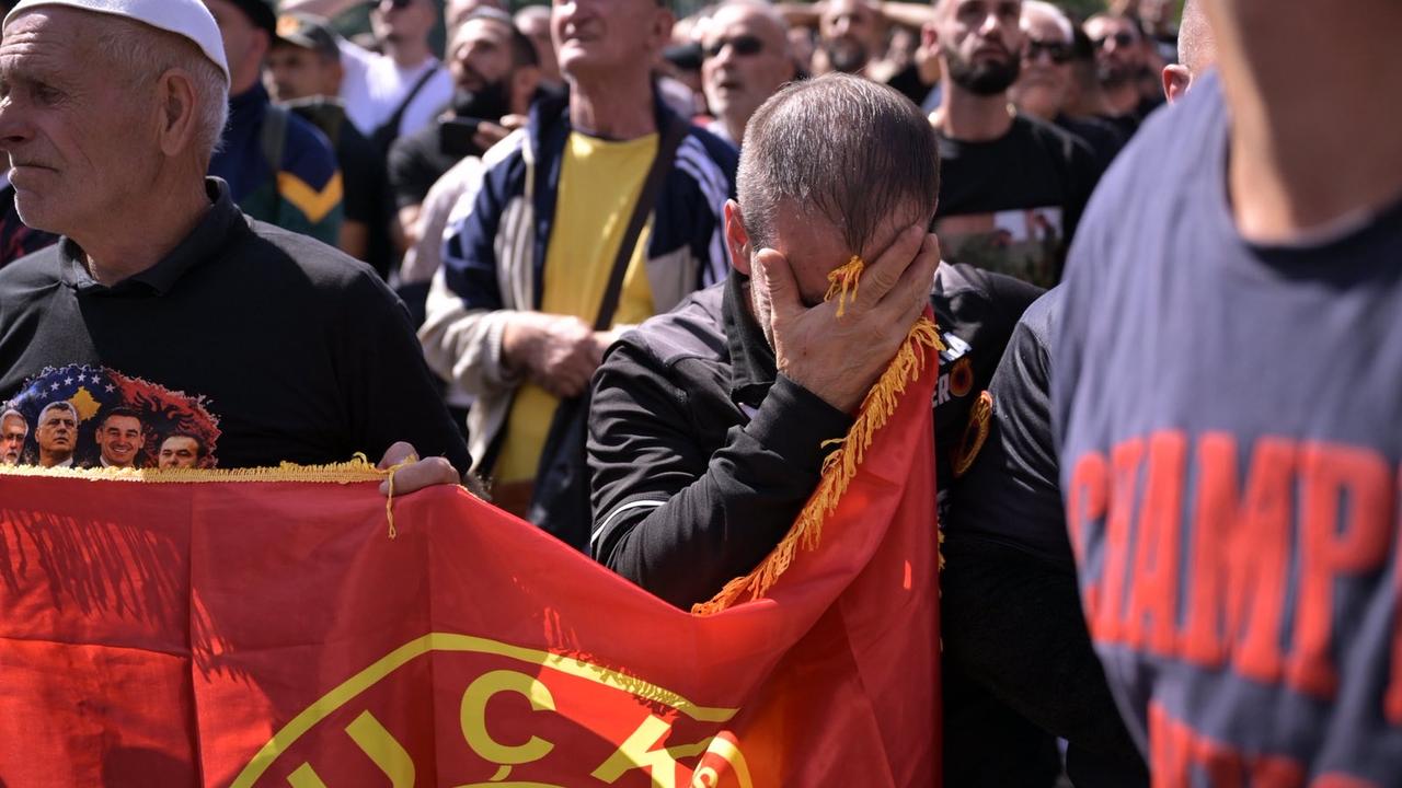 Thaci supporters rally in Pristina, Kosovo