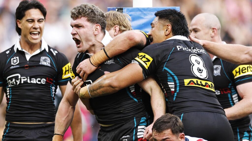 Power and passion: Liam Martin (c) will bring fire and brimstone to Sunday’s NRL preliminary final.
