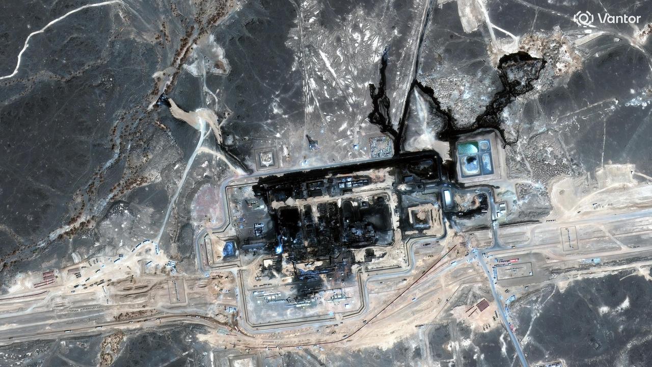 Aftermath of a drone attack on the East-West Pipeline in Saudi Arabia