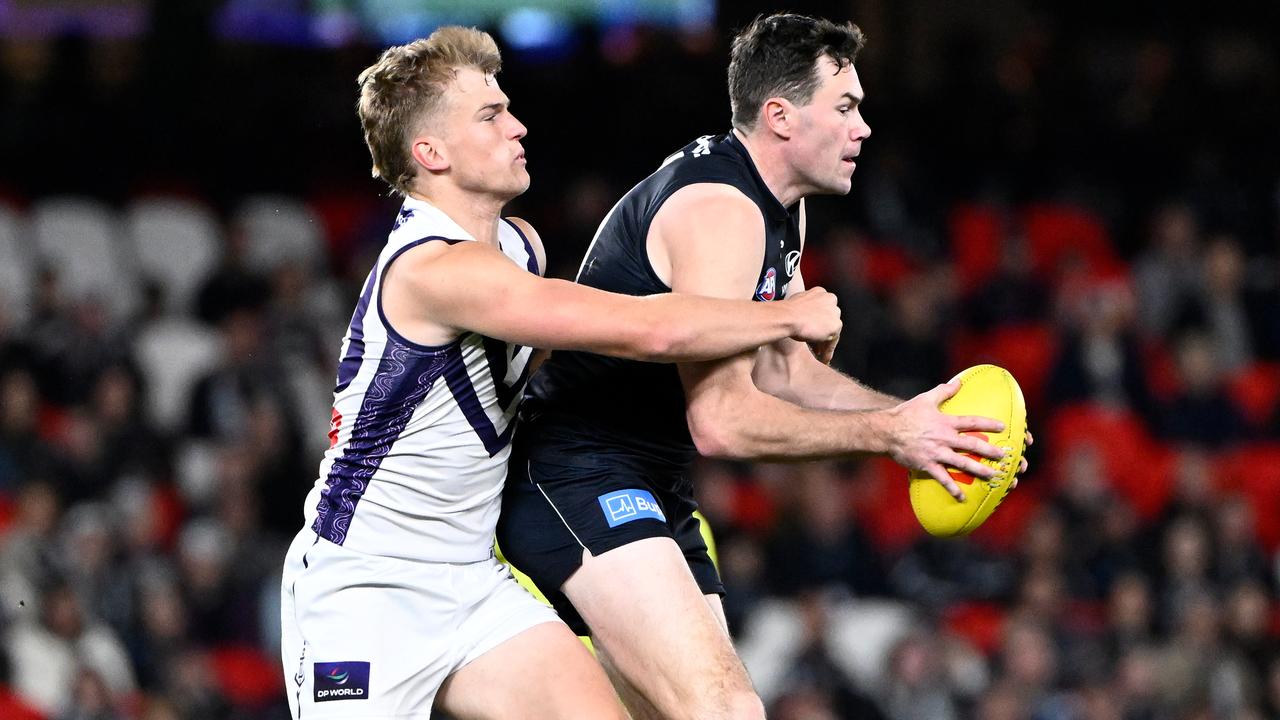 Mitch McGovern of the Blues marks