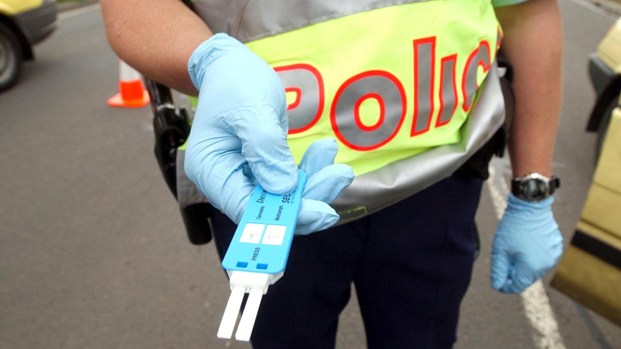Police conducting roadside drug testing