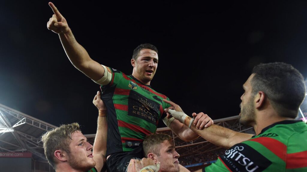 Sam Burgess played with a broken cheekbone throughout Souths’ 2014 grand final win over Bulldogs.
